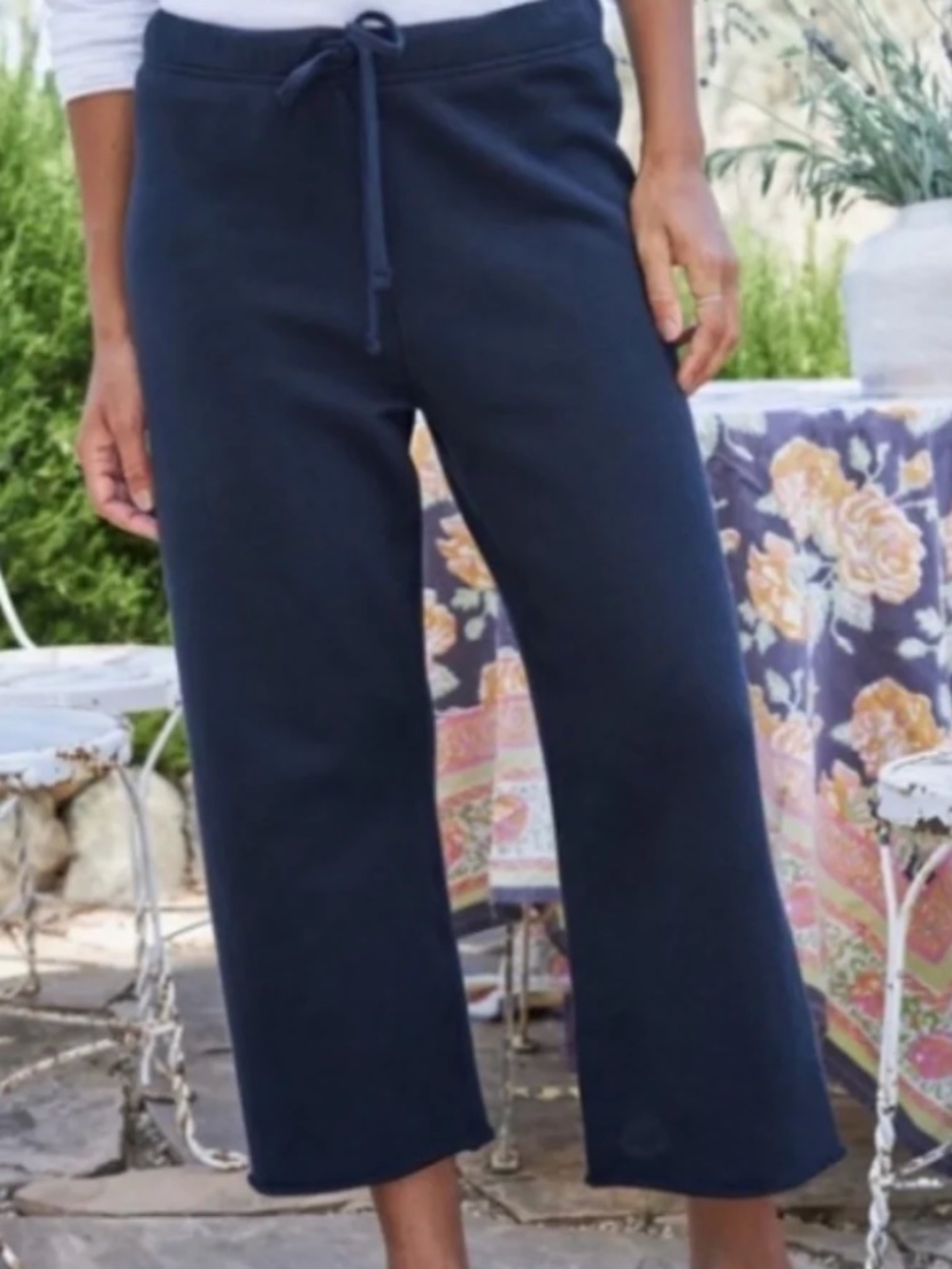 Frank & Eileen Catherine Cropped Sweatpants - S - British Royal Navy - XLNT - Picture 1 of 6
